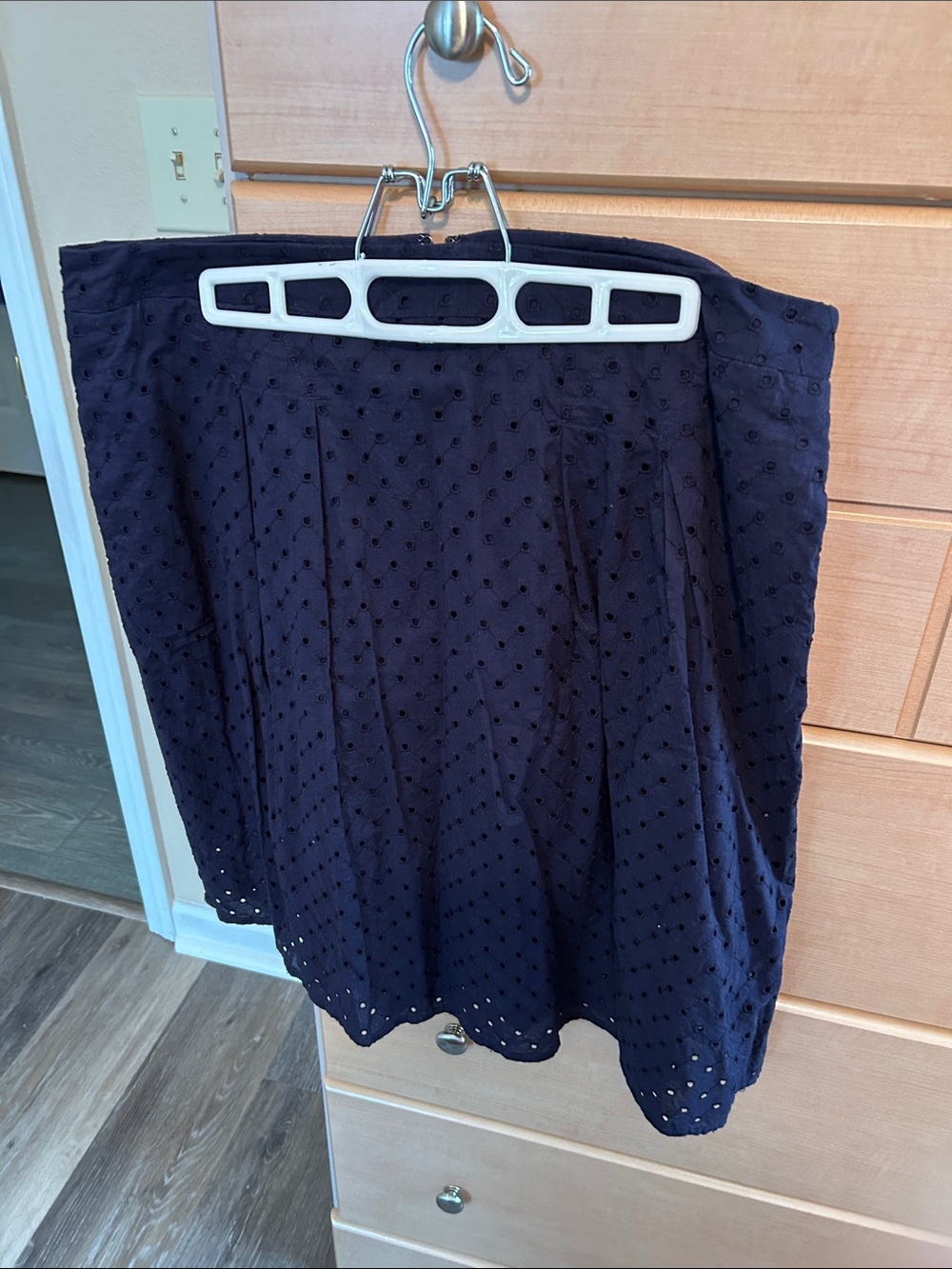 LOFT Navy Eyelet Circle Skirt